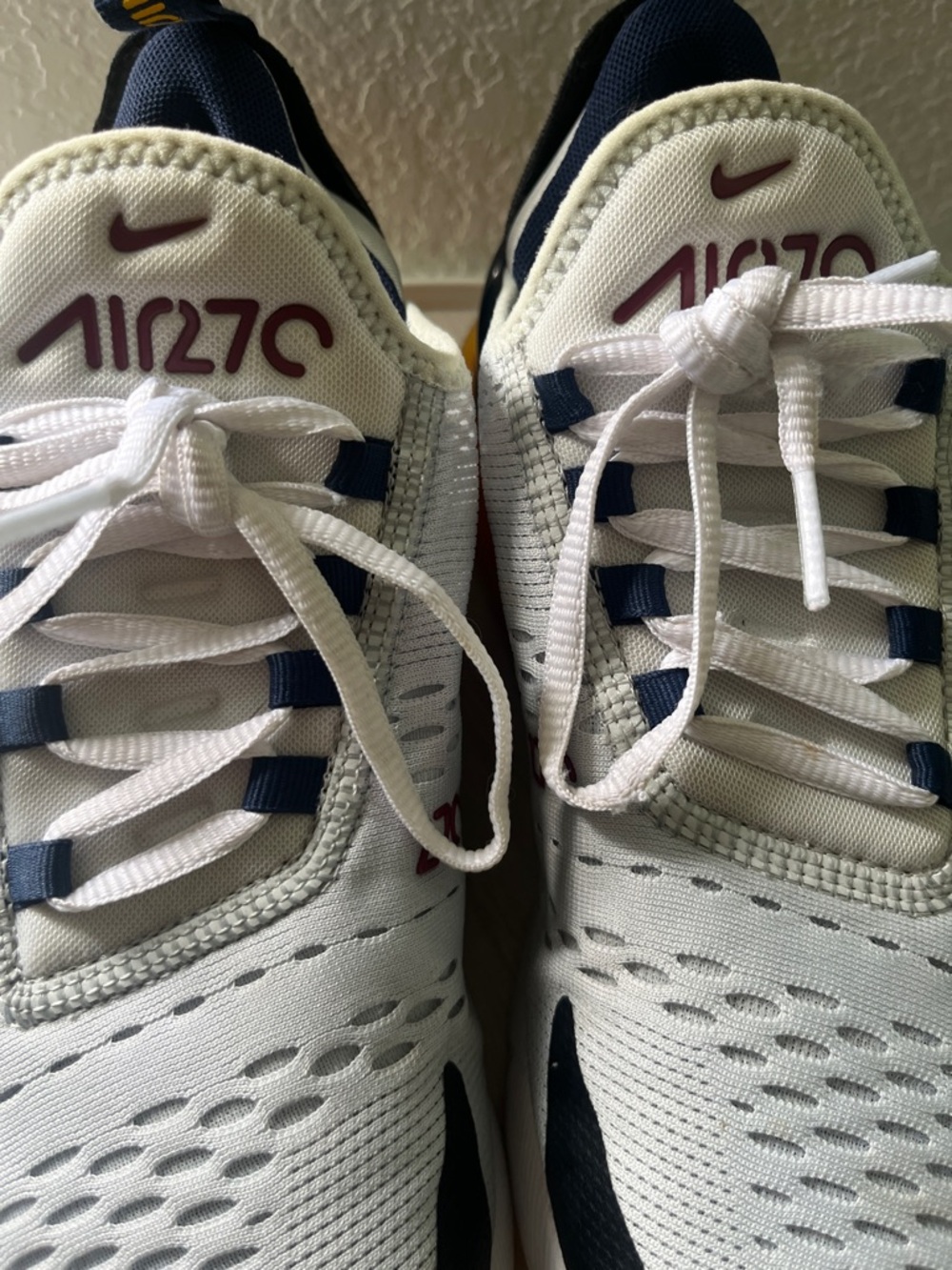 Nike White Navy Yellow Air270 Trainers - Picture 8 of 13